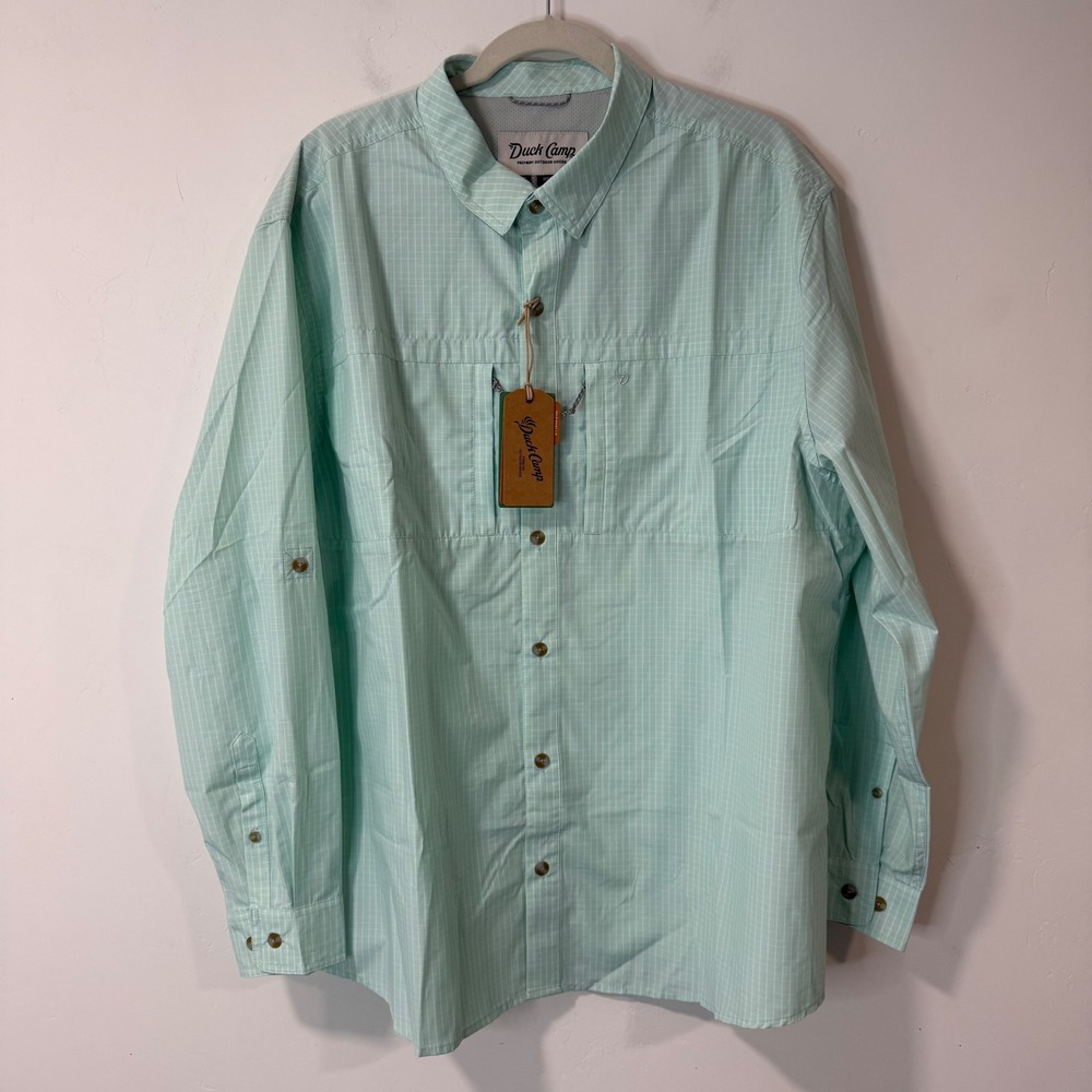 Duck Camp Mens Helm Ultralight Shirt 2XL Mint Green NWT Fishing Hiking Vented